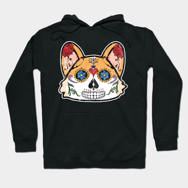 Corgi Sugar Skull Hoodie by karutees